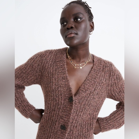 Madewell Willowbend V-Neck Pleat-Sleeve Cardigan Sweater M - Picture 1 of 10